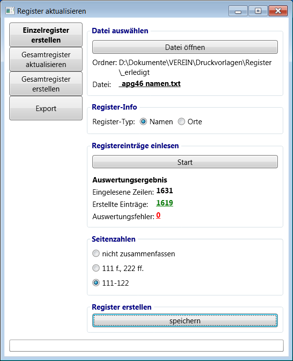 Register zusammenführen